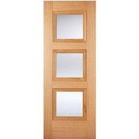 LPD Doors LPD (W) 30 inch Oak Amsterdam Glazed 3L Internal Door, Brown