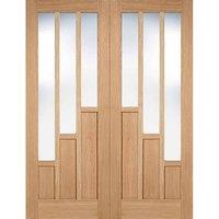 LPD (W) 48 inch Oak Coventry Prefinished Glazed 3L Pairs Internal French Door