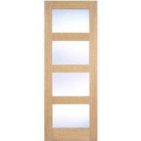 LPD Doors LPD (W) 28.6 inch Oak Shaker Glazed 4L Clear Pre-Finished Internal Door