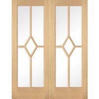 LPD Doors LPD (W) 60 inch Oak Reims Glazed Pair