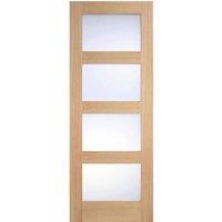LPD Doors LPD (W) 27 inch Oak Shaker Glazed 4L Frosted Pre-Finished Internal Door