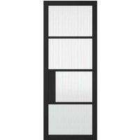 LPD Doors LPD (W) 30 inch Black Chelsea Glazed 4L Reeded Internal Door