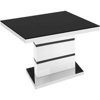 Aldridge High Gloss Lamp Table White With Black Glass Top