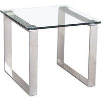 Carter Glass Lamp Table With Stainless Steel Legs, Clear