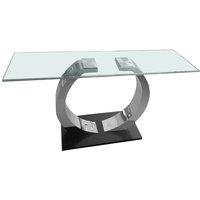 Phoenix Glass Console Table With Stainless Steel Base, Clear