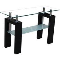Telford Glass Top Console Table High Gloss Black, Black