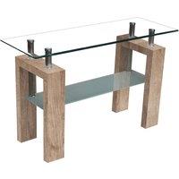 Telford Glass Top Console Table High Gloss Natural, Brown