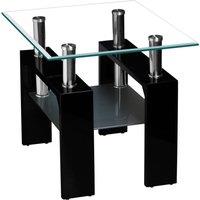 Telford Glass Top Lamp Table High Gloss Black, Black