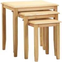 Kingfisher Solid Rubberwood Nest of Tables Natural, Brown