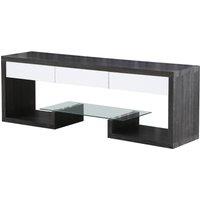 Samba TV Unit Black & White High Gloss 3 Drawers, Grey