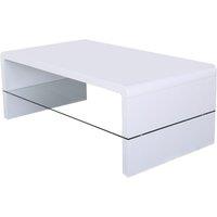 Vala High Gloss Coffee Table With Glass Shelf White, White