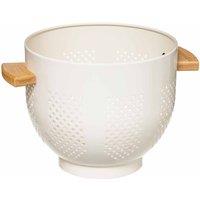 Hahn Metal 20cm Colander/Strainer with wood handle - White, White