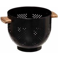 Hahn Metal 20cm Colander/Strainer with wood handle - Black, Black