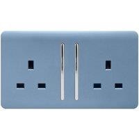 Trendi 2 Gang 13 Amp Switched Socket - Sky