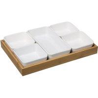 Hahn Rack & Rail Company 6-Piece Bamboo Tapas/Appetiser Set, White