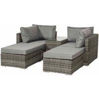 Royalcraft Paris 4 Seater 5pc Multi Setting Relaxer Set - Grey, Grey