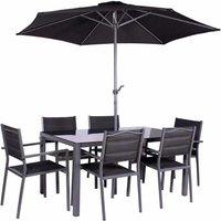 Royalcraft Sorrento 6 Seater Set Including Parasol, Black