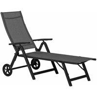 Royalcraft Sorrento Black Textylene Sunlounger with wheels - Black, Black