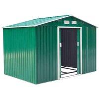 Outsunny 9' x 6' Metal Apex Storage Shed - Green, Cream