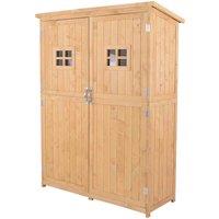 Outsunny 3' 9'' x 1' 5'' Wooden Outdoor Storage Tool Shed/Cabinet - Natural Wood