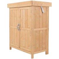 Outsunny 2' 5'' x 1' 4'' Wooden Double Door Storage Cabinet - Natural Wood, Cream
