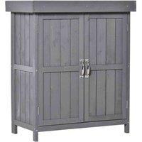 Outsunny 2' 5'' x 1' 4'' Wooden Double Door Storage Cabinet - Grey, Cream