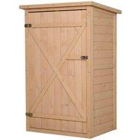 Outsunny 2' 2'' x 1' 7'' Fir Wood Outdoor Tool Storage Shed w/ 2 Shelves - Natural, Cream