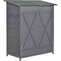 Outsunny 4' 2'' x 2' 3'' Wooden Outdoor Storage Unit - Grey, Cream
