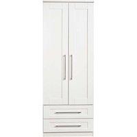 Welcome Furniture Ready Assembled York Tall 2 Door 2 Drawer Wardrobe White Ash, White