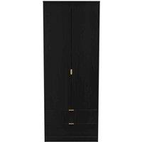 Welcome Furniture Ready Assembled Hirato 2 Door 2 Drawer Wardrobe Black, Black