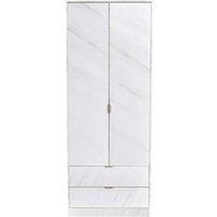 Welcome Furniture Ready Assembled Hirato 2 Door 2 Drawer Wardrobe Marble, White