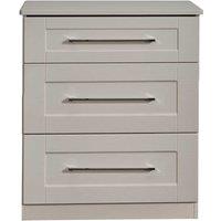 Welcome Furniture Ready Assembled York 3 Drawer Deep Chest Kaschmir Ash, Cream