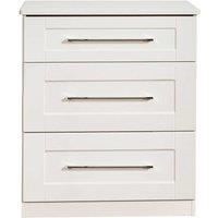 Welcome Furniture Ready Assembled York 3 Drawer Deep Chest White Ash, White