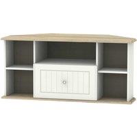 Ready Assembled Wilcox Corner TV Unit Porcelain Ash, Cream