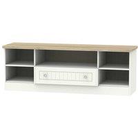 Ready Assembled Wilcox Wide 1 Drawer TV Unit Porcelain Ash, Cream