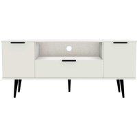 Ready Assembled Hirato Wide TV Unit White With Black Wood Legs