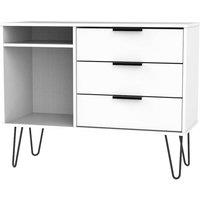 Ready Assembled Hirato 3 Drawer TV Unit White Black Metal Hairpin Legs