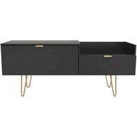 Ready Assembled Hirato TV Unit Black With Gold Metal Hairpin Legs