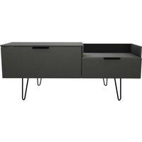 Ready Assembled Hirato TV Unit Graphite With Black Metal Hairpin Legs
