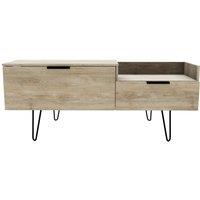 Ready Assembled Hirato TV Unit Nebraska Oak With Black Metal Hairpin Legs