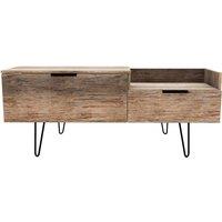 Ready Assembled Hirato TV Unit Vintage Oak With Black Metal Hairpin Legs