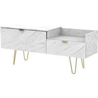 Ready Assembled Hirato TV Unit Marble With Gold Metal Hairpin Legs