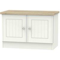 Ready Assembled Wilcox Compact 2 Door TV Unit Porcelain Ash, Cream