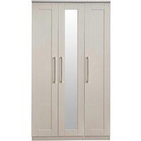 Welcome Furniture Ready Assembled York Tall 3 Mirror Wardrobe Kaschmir Ash, Cream