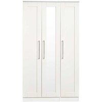 Welcome Furniture Ready Assembled York Tall Mirror Wardrobe White Ash, White