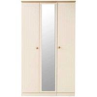 Welcome Furniture Ready Assembled Flora Triple Mirror Wardrobe Cream, Cream