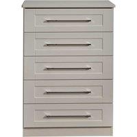 Welcome Furniture Ready Assembled York 5 Drawer Chest Kaschmir Ash, Cream