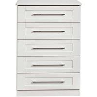 Welcome Furniture Ready Assembled York 5 Drawer Chest White Ash