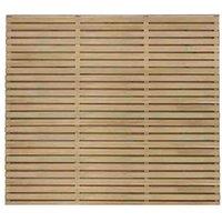 Forest Garden 4'11'' x 5'11'' (150 x 180cm) Pressure Treated Double Slatted Fence Panel, Brown