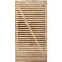 Forest Garden 5'11'' x 2'11'' (180 x 90cm) Double Slatted Gate, Brown